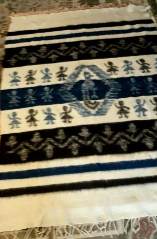Very Fine Antique Native American 100 Wool Indian Rug 72 " By 53 " Inch