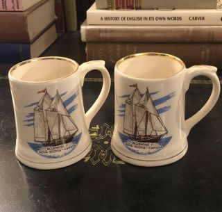 2 Bluenose Ii Wade Porcelain Mugs Nova Scotia Canada Schooner Boat Ship Steins