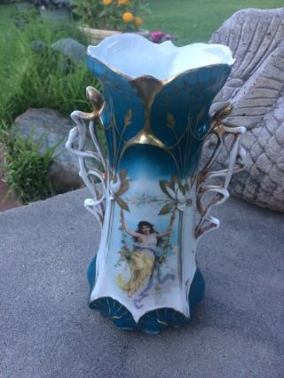 Victorian Glass Vase W/ Gold Accents