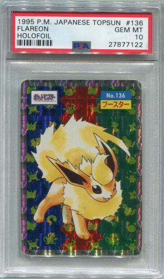 Pokemon Card Japanese Promo 1995 Topsun Flareon Holo Blue Back Psa 10 Gem