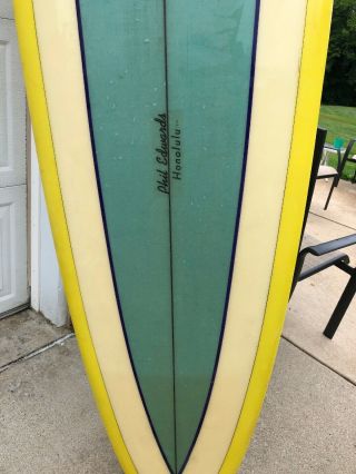 Phil Edwards Vintage Surf Board Purchased In Hawaii 1967 9 Ft 6 Inches