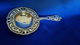 Charming Antique Norwegian 830s Silver Tea Strainer Squirrel Motif 5.  5 "