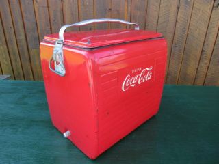 VINTAGE 1950s Red DRINK COCA COLA Cooler Chest,  Lid Soda 4