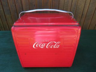 VINTAGE 1950s Red DRINK COCA COLA Cooler Chest,  Lid Soda 5