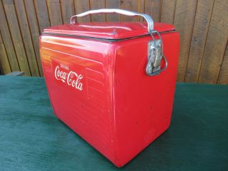 VINTAGE 1950s Red DRINK COCA COLA Cooler Chest,  Lid Soda 6