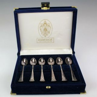 Retired Set 6 Faberge Sterling Silver 925 Imperial Court Demitasse Tea Spoon Sms
