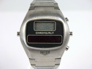 Vintage Heuer Chronosplit Led / Lcd Digital Wrist Watch Swiss For Repair 1970 