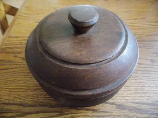 Vintage Hand Turned Wood Bowl/salt Box/mens Shave Bowl/storage/spice With Lid