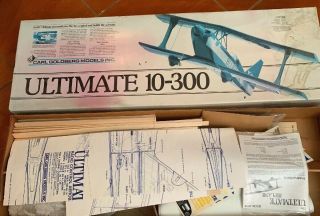 Vintage Balsa Wood Kit CARL GOLDBERG ULTIMATE 10 - 300 BIPLANE,  NIB 4