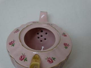 Vintage SADLER England Pink TEAPOT tea pot,  Lid with Roses & Gold Trim 2353 8