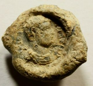 Ancient Roman Period Lead Artifact Plomb With Image Of Diocletian