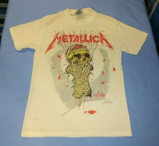 Vintage 1989 Metallica Justice/one/landmine Concert Tour T - Shirt M Pushead Art