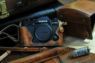 Cow Leather Case Fujifilm X - T30 Xt30 Include Optional Half Case,  Strap