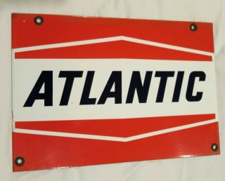 1960,  70s Vintage Atlantic Porcelain Antique Gas Pump Sign
