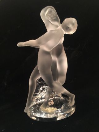 Lalique Dancing Nude Figurines Frosted Glass Sculpture 10” Rare 1970s Euc