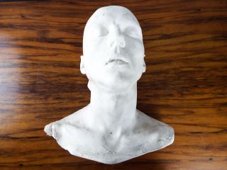 Vintage Life Death Mask Plaster Sculpture Male Figure Macabre Oddity Decorative