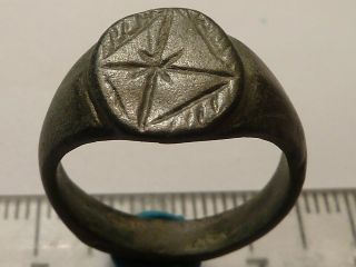 3799 Ancient Roman Bronze Ring With A Cross 18 Mm
