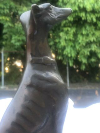 Vintage Mid Century Bronze Greyhound Statue Dog Sculpture 6.  5 " Tall