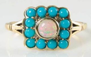 Dainty 9k 9k Gold Persian Turquoise Aus Opal Vintage Insp Ring Resize