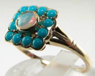 DAINTY 9K 9K GOLD PERSIAN TURQUOISE AUS OPAL VINTAGE INSP RING RESIZE 3