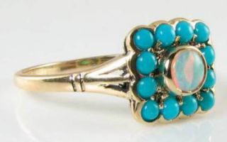 DAINTY 9K 9K GOLD PERSIAN TURQUOISE AUS OPAL VINTAGE INSP RING RESIZE 5