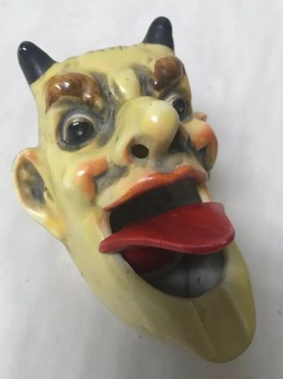 Vintage Figural Devil Porcelain Wagging Nodder Tongue Smoker Ashtray Japan