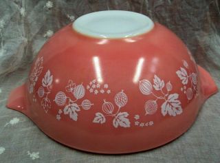 Vtg Set/4 PYREX Nesting Mixing Bowls PINK / WHITE GOOSEBERRY - CINDERELLA 2