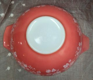 Vtg Set/4 PYREX Nesting Mixing Bowls PINK / WHITE GOOSEBERRY - CINDERELLA 3