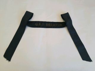 Rare Wwii Uss U.  S.  S.  Decatur Destroyer Dd - 341 1921 - 1944 Hat Tally Ribbon