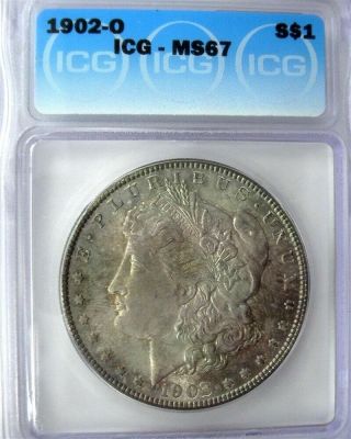 1902 - O MORGAN SILVER DOLLAR ICG MS67 VALUED AT $10,  500 VERY RARE THIS 2