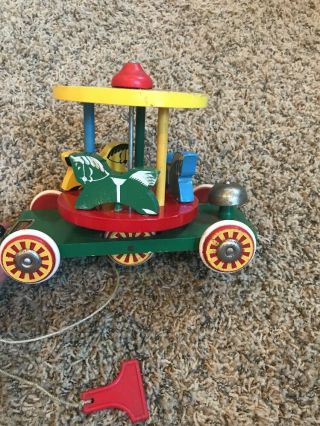 Vintage Brio Merry - Go - Round Pull Toy 1960 