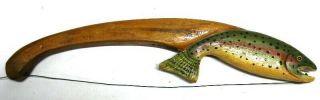 VINTAGE BILL GREEN JIG STICK LISTED CARVER FISH SPEARING DECOY ICE FISHING LURE 2
