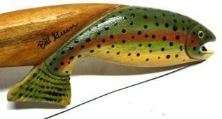 VINTAGE BILL GREEN JIG STICK LISTED CARVER FISH SPEARING DECOY ICE FISHING LURE 3