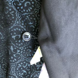 VTG LORD & TAYLOR Blue Black Brocade Smoking Jacket Robe Belt Playboy Hefner M 5
