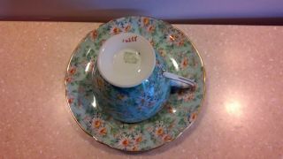Shelly bone china cup and saucer in Marguerite pattern,  green floral 3