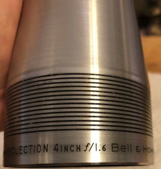 Vintage Bell & Howell 16mm Projection 4” F/1.  6 Lens Part No.  201004 Box 4