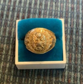 Vintage Ww2 United States Army 10k Yellow Gold Ring Men’s Eagle 10.  2g Size 10.  25