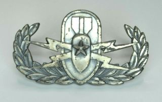 Rare Vietnam War Era Sterling Silver Army/usmc Senior Eod Badge N.  S.  Meyer