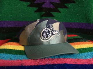 Vintage Toronto Argonauts Cfl Logo Athletic Double Sharktooth Snapback Hat Cap