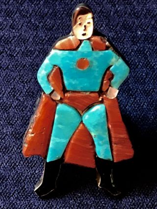 Very Rare Vintage Old Pawn Zuni Superman Carol Kee Ring,  1960s