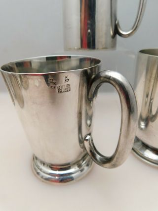 3 x Antique Silver Plated Railway Ware Mugs LNER GWR incl Elkinton Plate 2