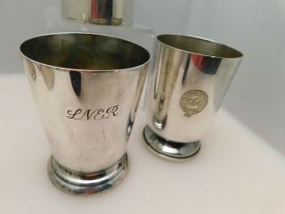 3 x Antique Silver Plated Railway Ware Mugs LNER GWR incl Elkinton Plate 5