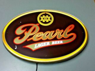 Pearl Xxx Lager Beer Sign Vintage Lighted Bar Display Illuminated Light Texas P8