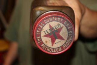 Vintage 1940 ' s Texaco Motor Oil Gas Station Glass Bottle Jar Can Sign 6