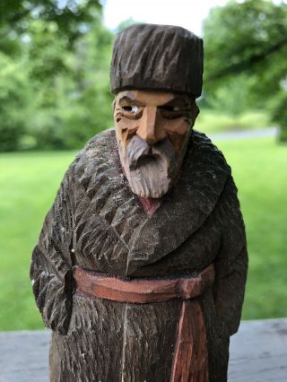 Vintage Carved Wooden Figurine Old Man Signed Henry Morgan Co.