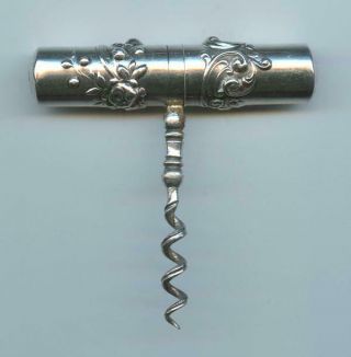 18 - 1900’s Sterling Silver Ornate Corkscrew - Hallmarked & Stamped “b163”