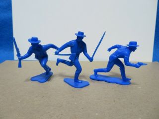 Marx vintage 1967 complete set of 16 medium blue western cavalrymen on foot 5