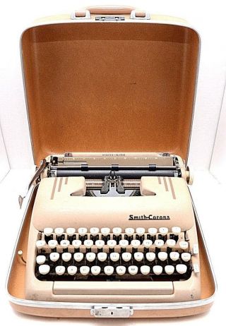 Vintage 1950s Smith Corona Silent 5t Series Sand Portable Typewriter Case
