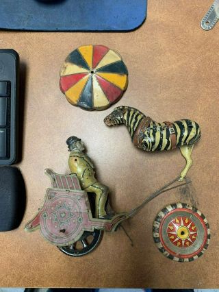 Antique Tin Toy Circus Carriage? W/ Zebra Parts Only Estate Find