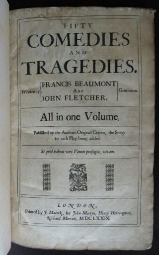 V Rare BEAUMONT & FLETCHER 1679 2nd Folio SHAKESPEARE Plays TWO NOBLE KINSMEN 5